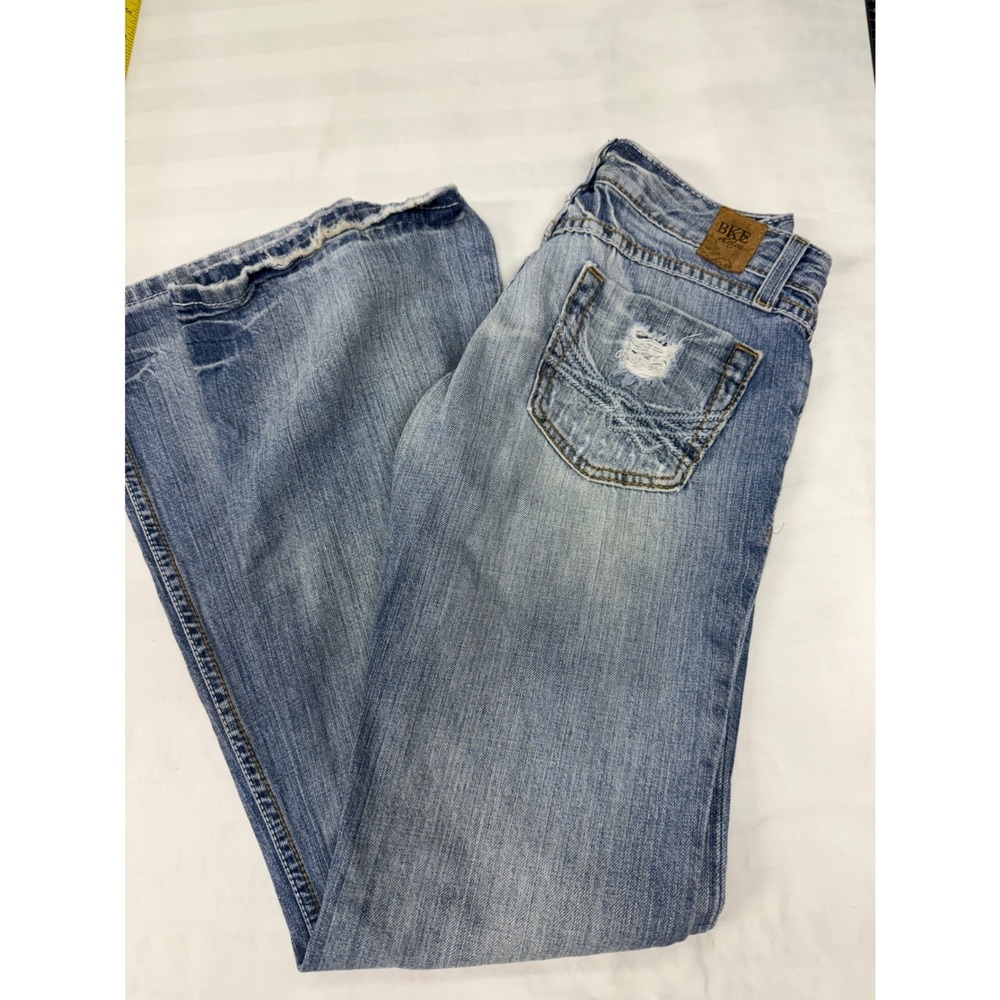 BKE Sabrina Bootcut Jeans Womens 26x31.5 Light Wash Distressed Low Rise Denim